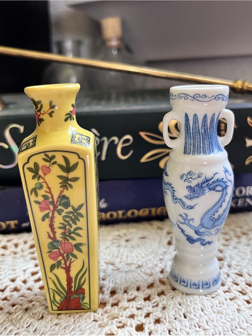 Collection Yellow Floral Porcelain Miniature Vase - Home Accent